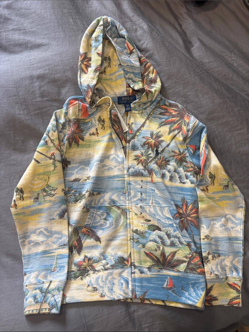 Polo by Ralph Lauren Pastel Tropical Zip Hoodie - Blue, Yellow, Green